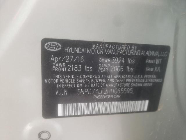 2017 HYUNDAI ELANTRA SE 5NPD74LF2HH065595