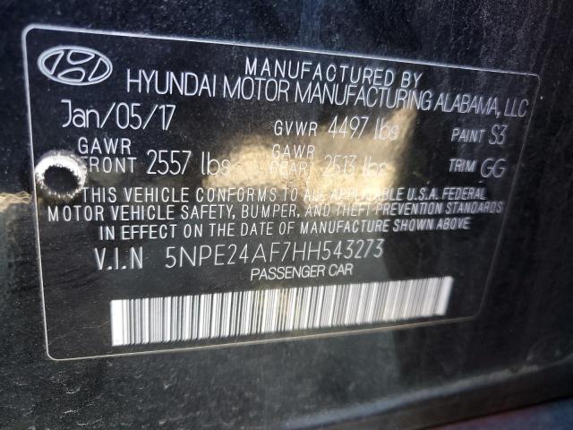 2017 Hyundai Sonata Se VIN: 5NPE24AF7HH543273 Lot: 39847674