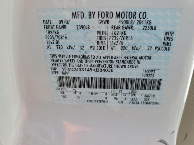 2008 Ford Escape Xlt VIN: 1FMCU03148KB84036 Lot: 42744254