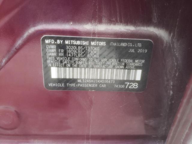 2019 MITSUBISHI MIRAGE LE ML32A5HJ1KH016473