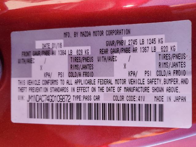 2016 MAZDA MX-5 MIATA JM1NDAC74G0109872