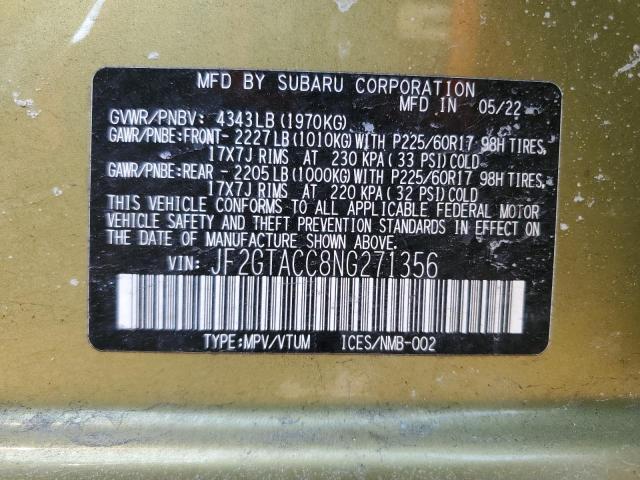 2022 SUBARU CROSSTREK JF2GTACC8NG271356