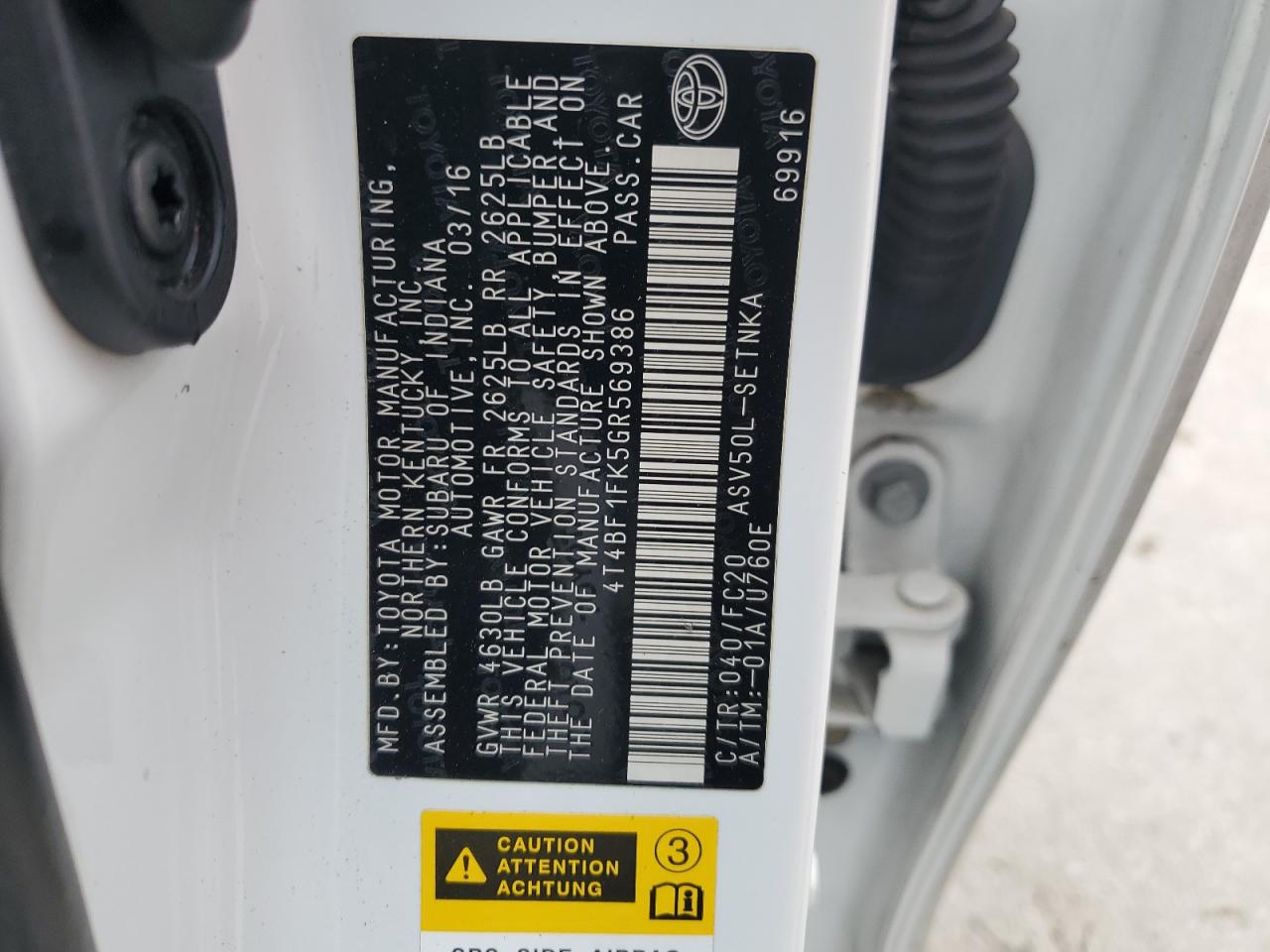 4T4BF1FK5GR569386 2016 Toyota Camry Le