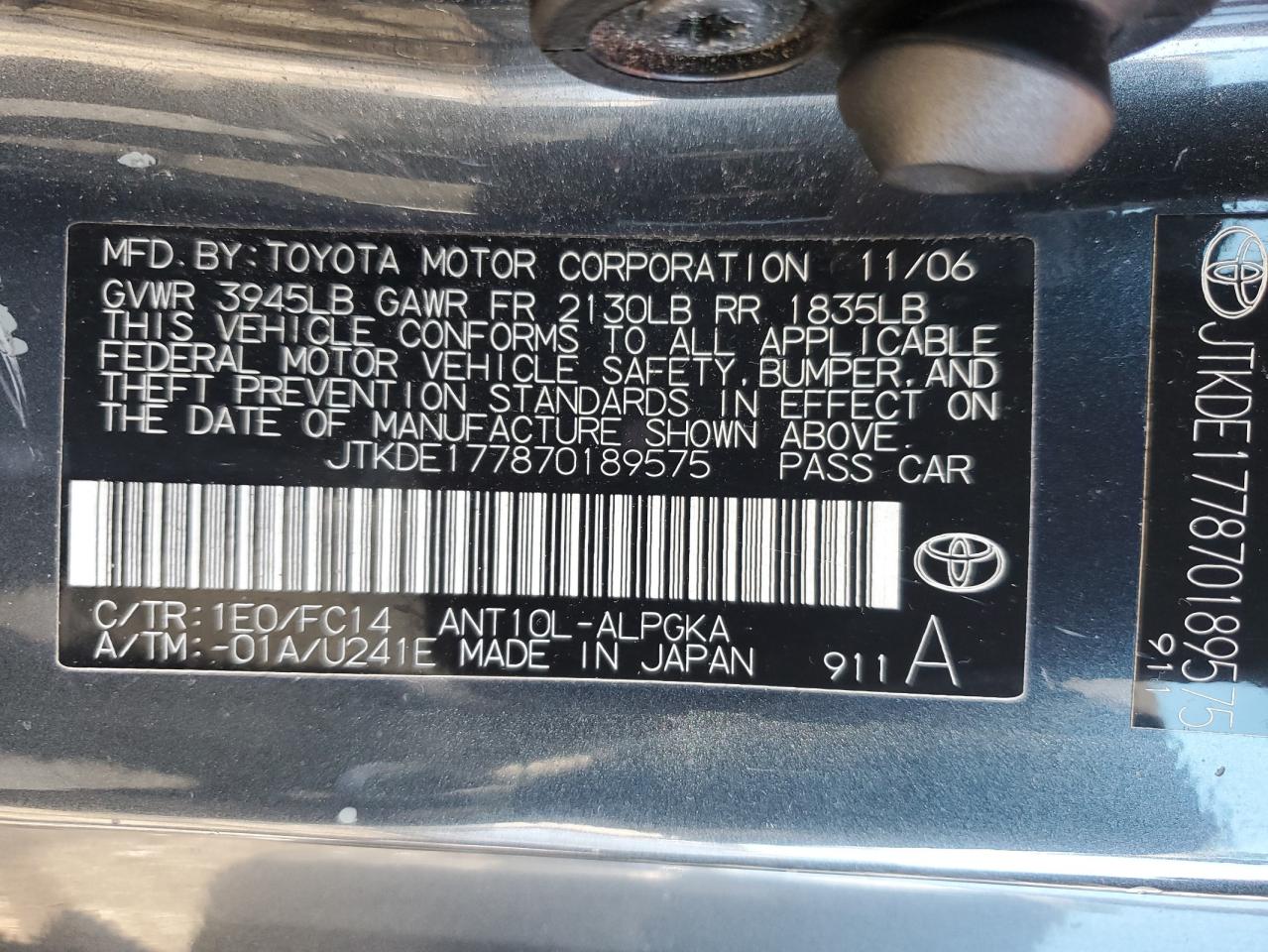 JTKDE177870189575 2007 Toyota Scion Tc