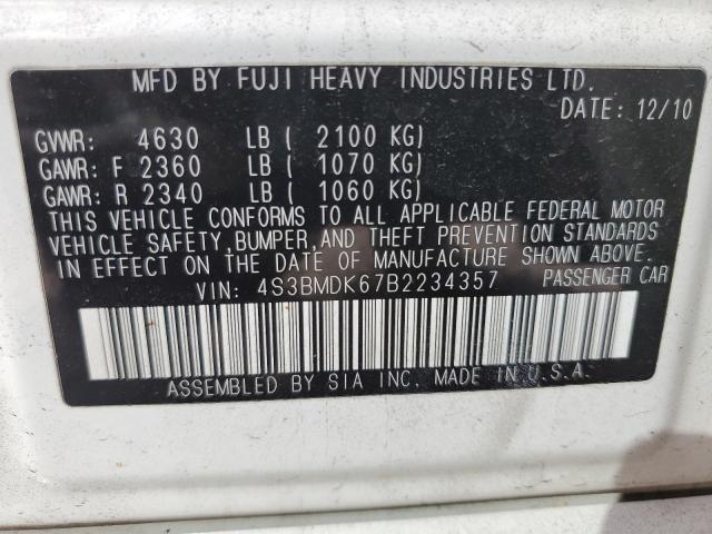 2011 Subaru Legacy 3.6R Limited VIN: 4S3BMDK67B2234357 Lot: 45157054