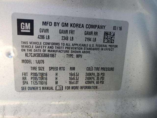 2016 CHEVROLET TRAX LS KL7CJKSB3GB661067