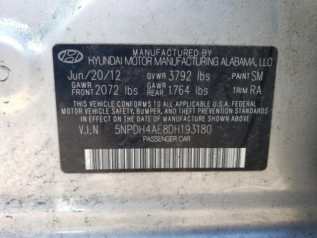 2013 Hyundai Elantra Gls VIN: 5NPDH4AE8DH193180 Lot: 40654244