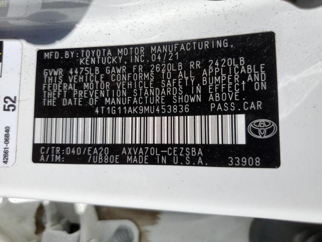 2021 TOYOTA CAMRY SE 4T1G11AK9MU453836