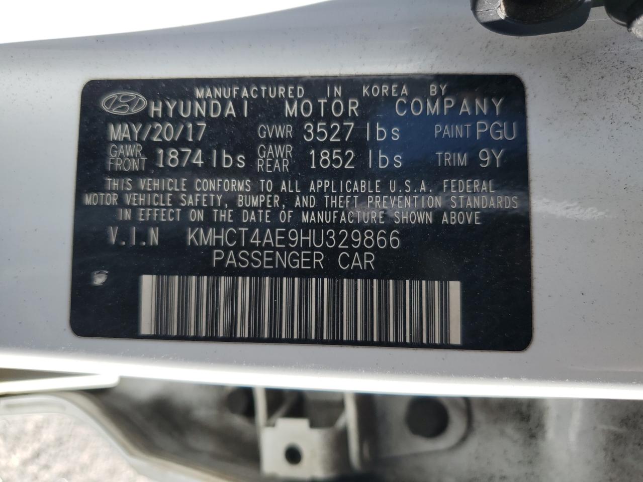 KMHCT4AE9HU329866 2017 Hyundai Accent Se