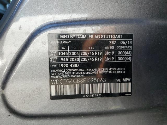 VIN WDCTG4GB8FJ025863 2015 Mercedes-Benz GLA-Class,... no.12