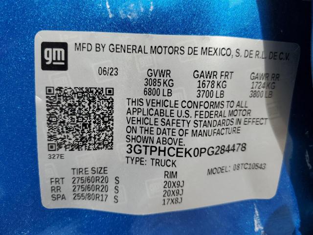 2023 GMC SIERRA C15 3GTPHCEK0PG284478