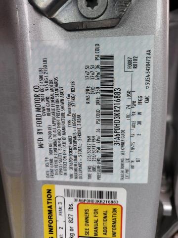 2019 FORD FUSION SE 3FA6P0HD3KR216883