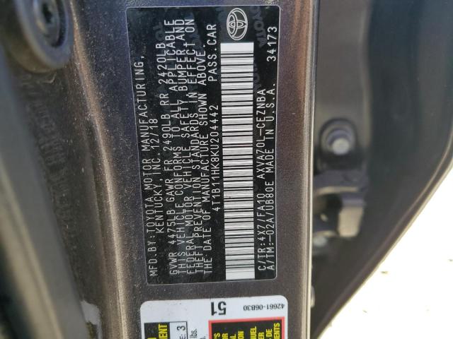 2019 TOYOTA CAMRY L 4T1B11HK8KU204442