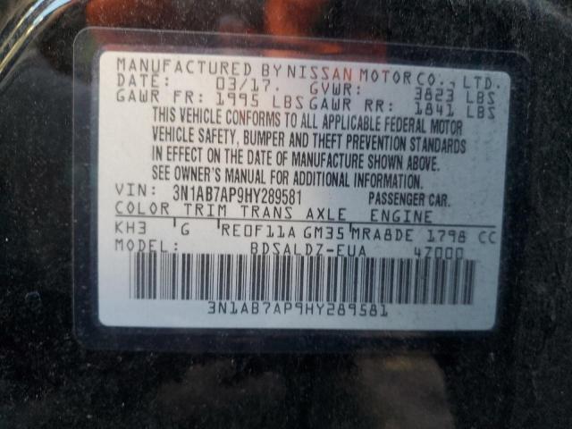 3N1AB7AP9HY289581 2017 Nissan Sentra S