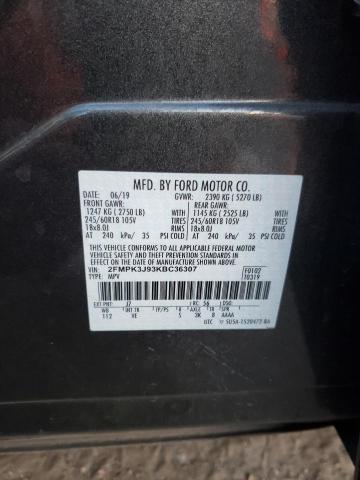 2019 FORD EDGE SEL 2FMPK3J93KBC36307