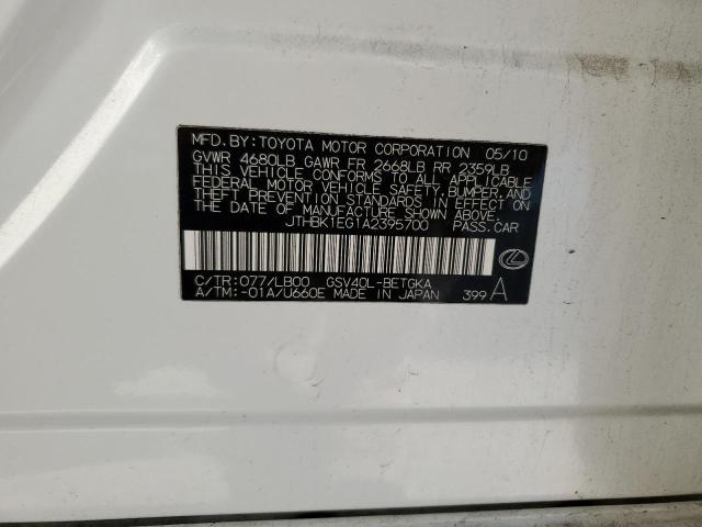 2010 Lexus Es 350 VIN: JTHBK1EG1A2395700 Lot: 44336944