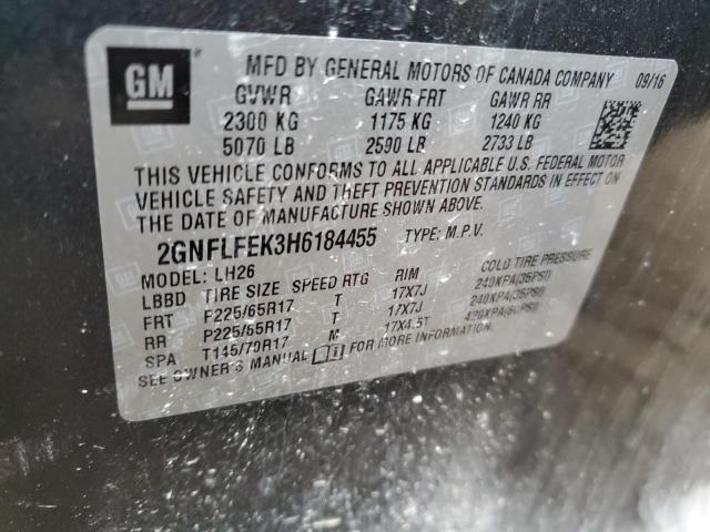 2017 CHEVROLET EQUINOX LT 2GNFLFEK3H6184455