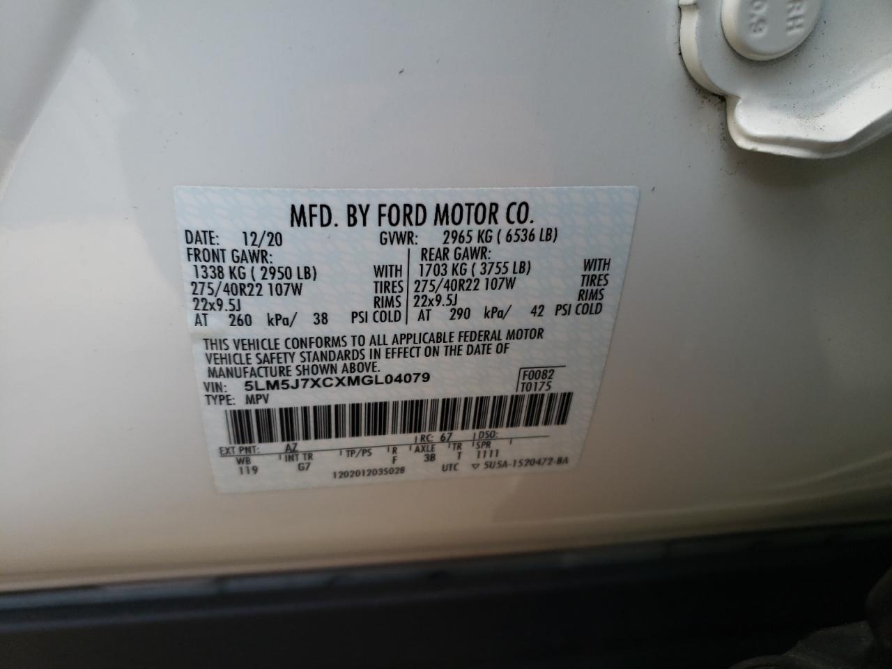 5lm5j7xcxmgl04079 5LM5J7XCXMGL04079 2021 Lincoln Aviator Reserve
