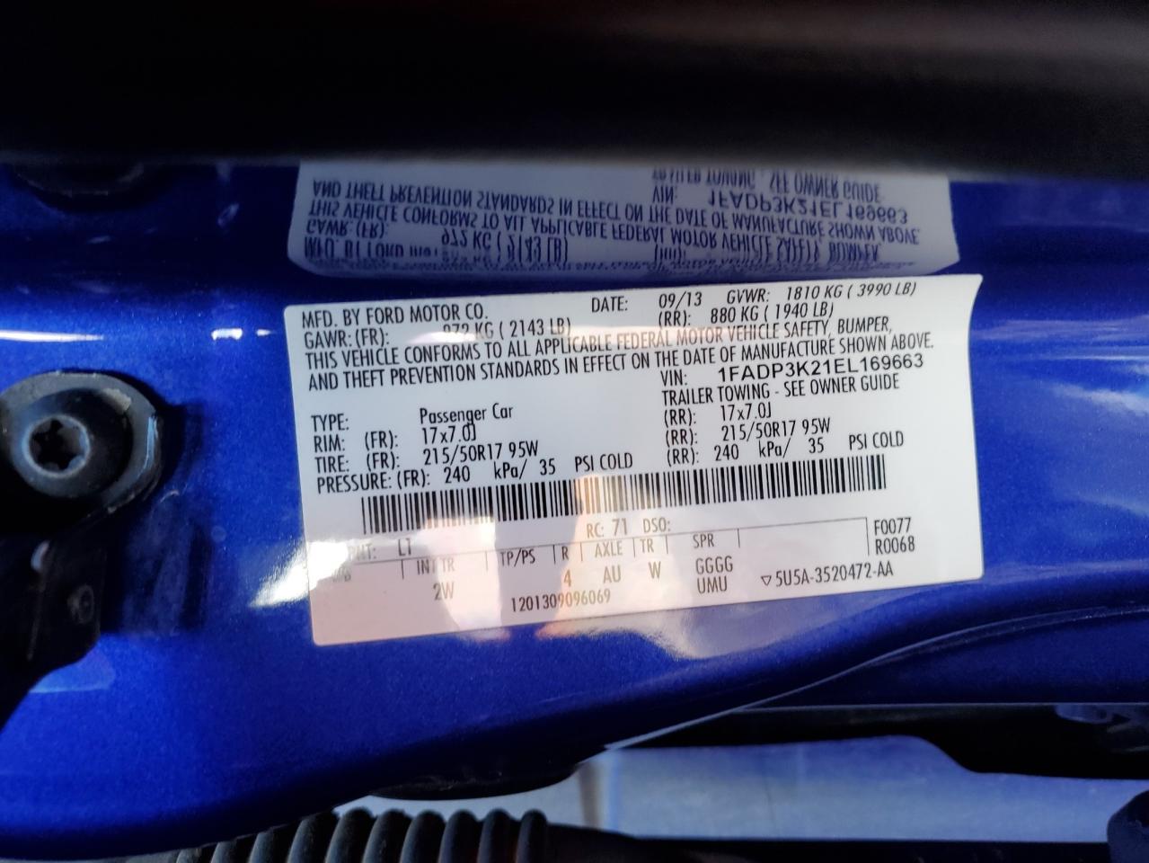 1FADP3K21EL169663 2014 Ford Focus Se