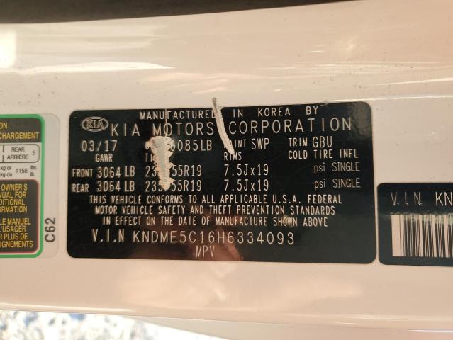 2017 KIA SEDONA SXL KNDME5C16H6334093