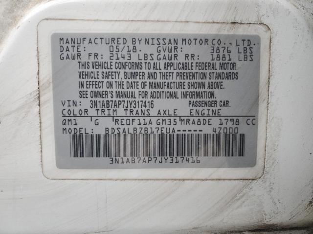 2018 Nissan Sentra S VIN: 3N1AB7AP7JY317416 Lot: 43233794