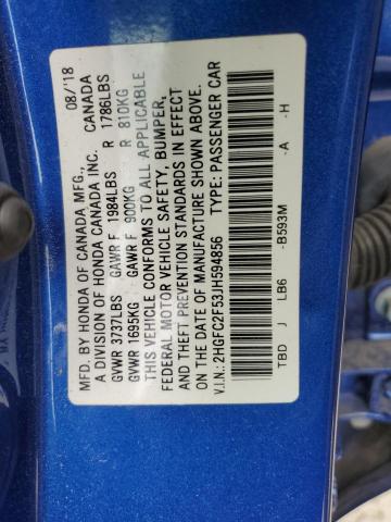 2018 HONDA CIVIC LX - 2HGFC2F53JH594856