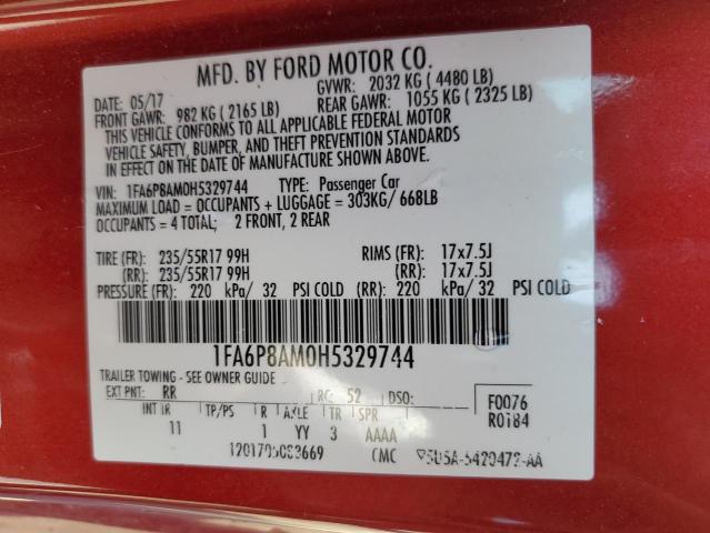 2017 FORD MUSTANG 1FA6P8AM0H5329744
