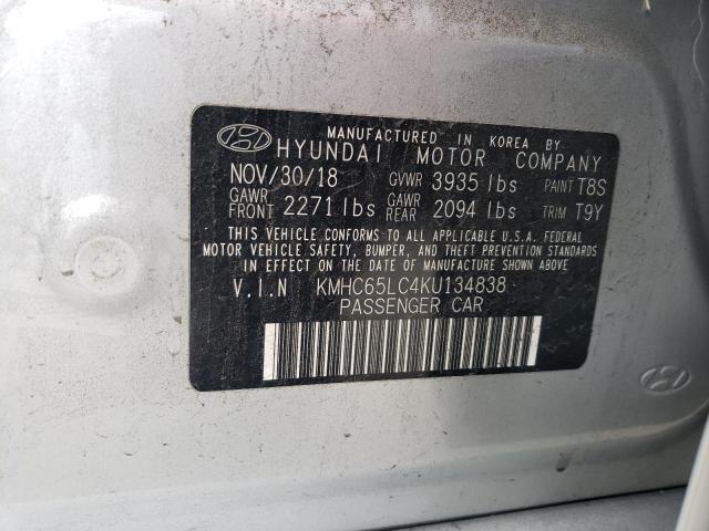 2019 HYUNDAI IONIQ BLUE - KMHC65LC4KU134838