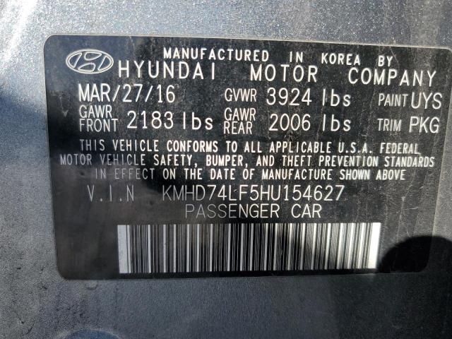 2017 HYUNDAI ELANTRA SE KMHD74LF5HU154627