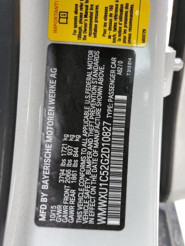 2016 Mini Cooper VIN: WMWXU1C52G2D10827 Lot: 41263784