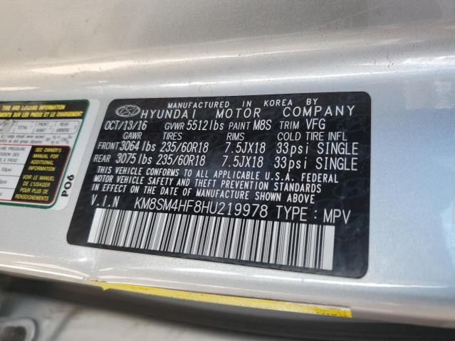 2017 HYUNDAI SANTA FE S KM8SM4HF8HU219978