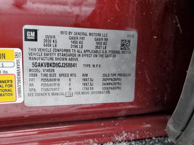 2016 BUICK ENCLAVE 5GAKVBKD8GJ268841