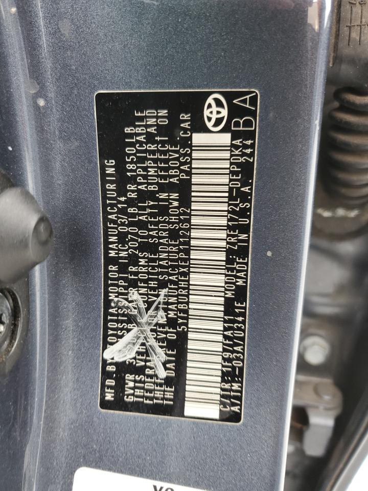 5YFBURHEXEP112612 2014 Toyota Corolla L