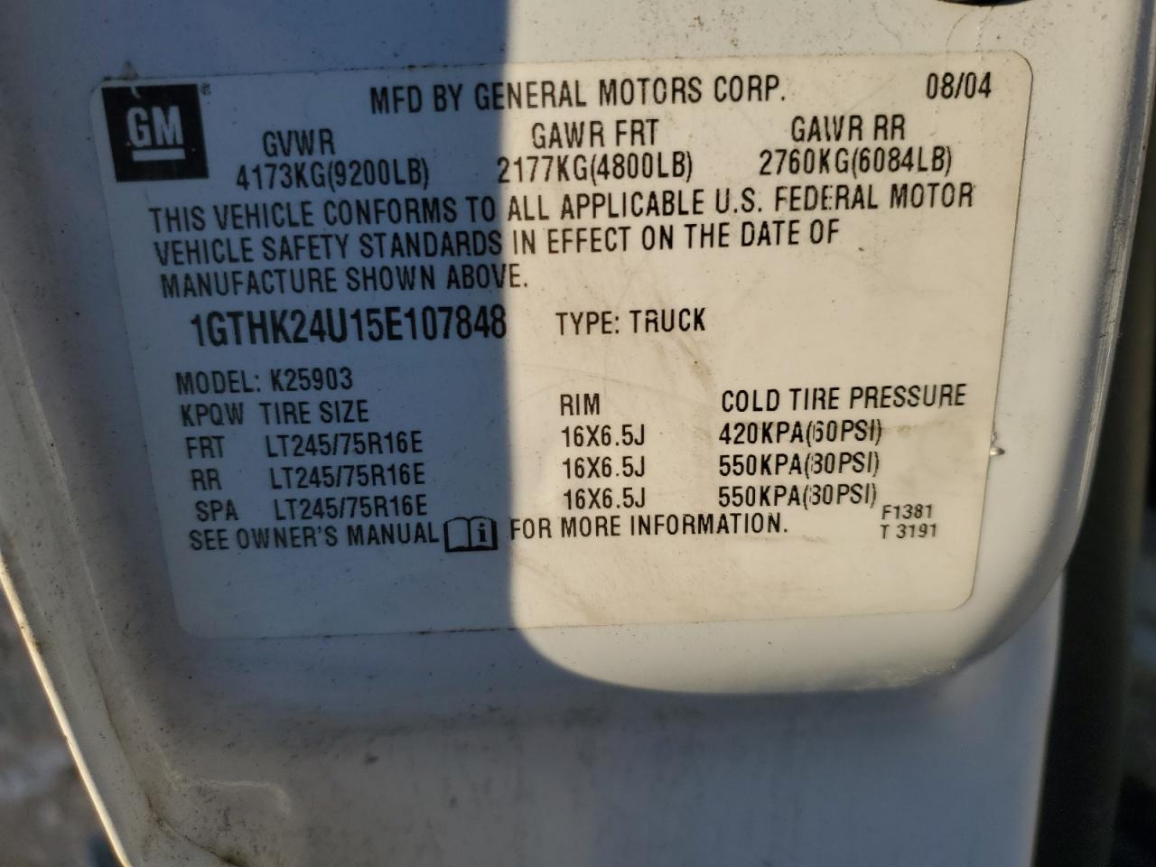 1gthk24u15e107848 1GTHK24U15E107848 2005 GMC Sierra K2500 Heavy Duty