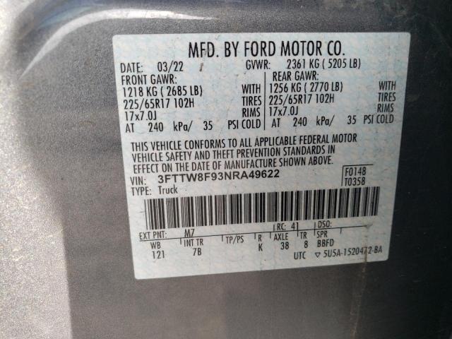 2022 FORD MAVERICK X 3FTTW8F93NRA49622