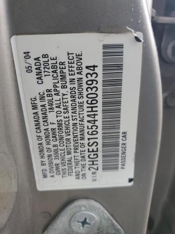 2004 Honda Civic Lx VIN: 2HGES16544H603934 Lot: 44340184