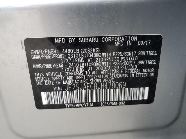 2018 SUBARU FORESTER 2 JF2SJAEC8JH478069