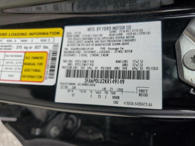 2019 FORD FUSION SE - 3FA6P0LU2KR149149