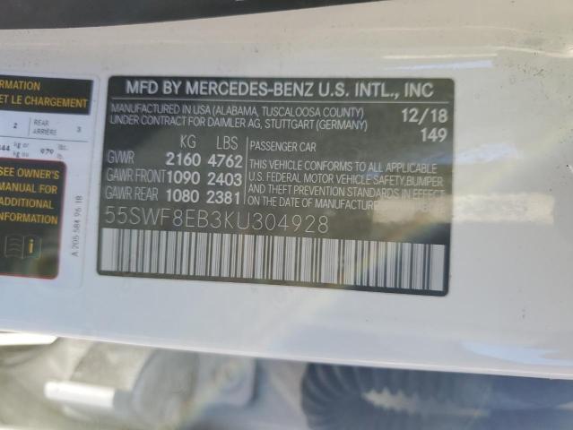 Lot #2496104477 2019 MERCEDES-BENZ C 300 4MAT salvage car