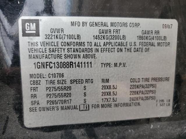 2008 Chevrolet Tahoe C1500 VIN: 1GNFC13088R141111 Lot: 41205694