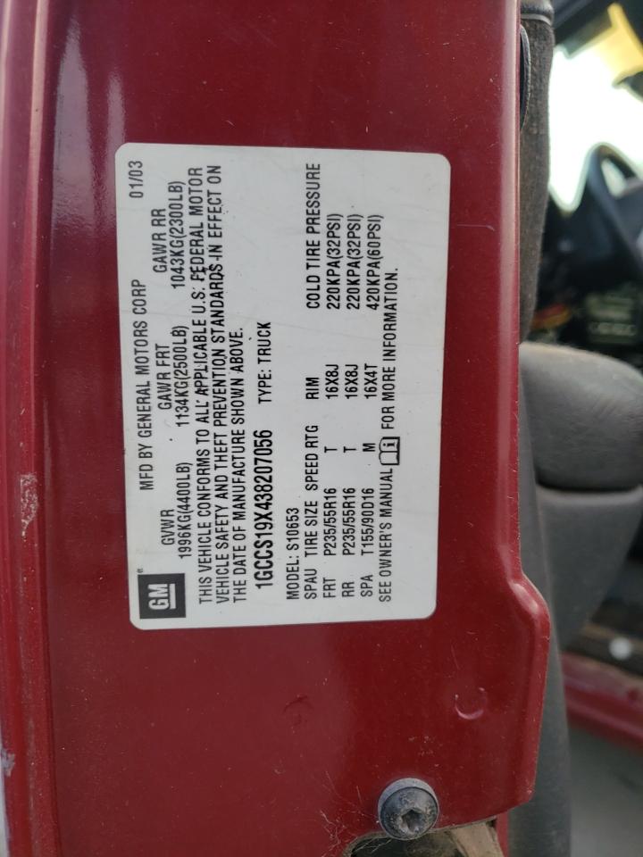 1GCCS19X438207056 2003 Chevrolet S Truck S10