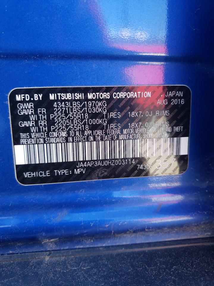 JA4AP3AU0HZ003114 2017 Mitsubishi Outlander Sport Es