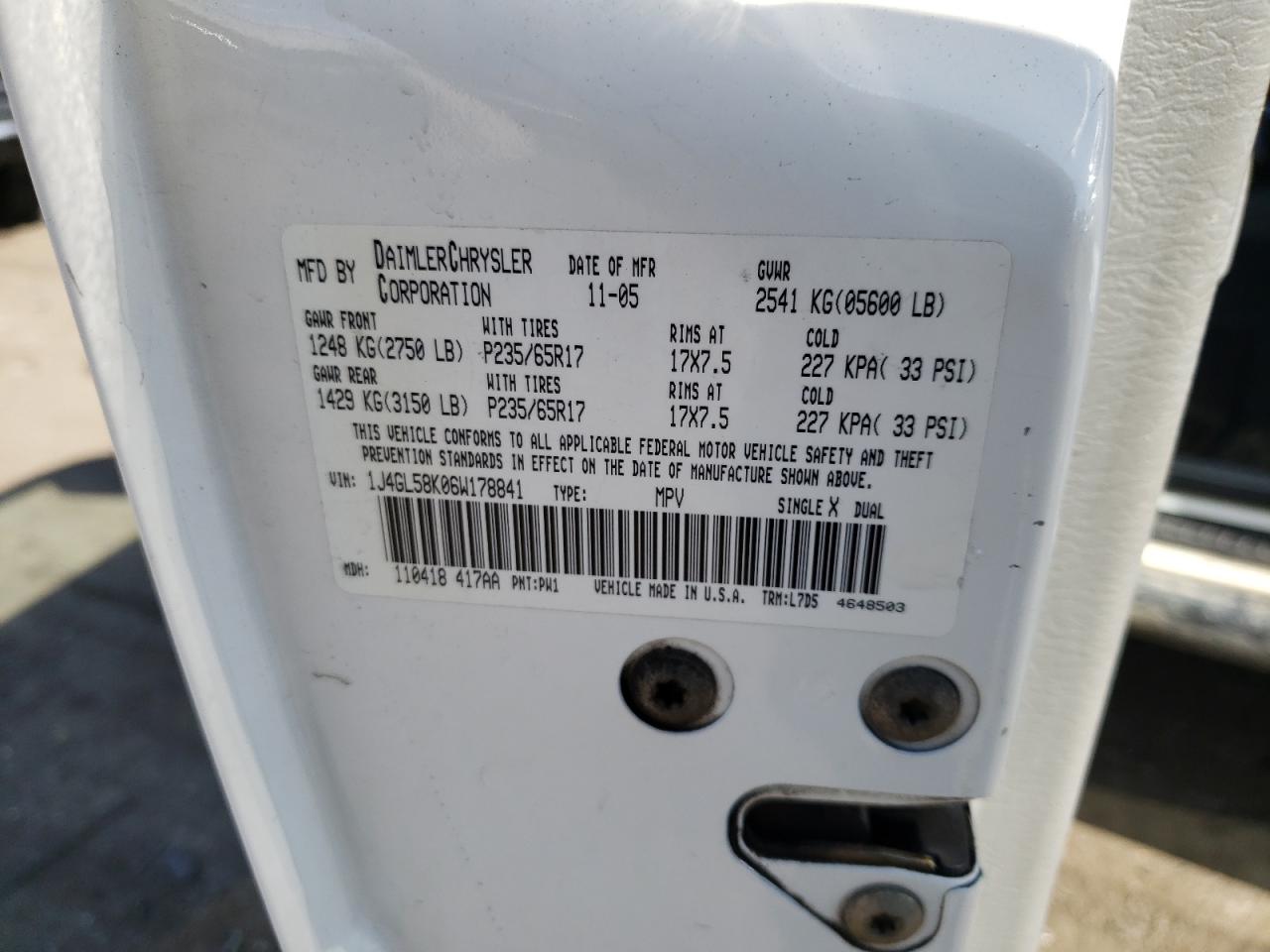 1J4GL58K06W178841 2006 Jeep Liberty Limited