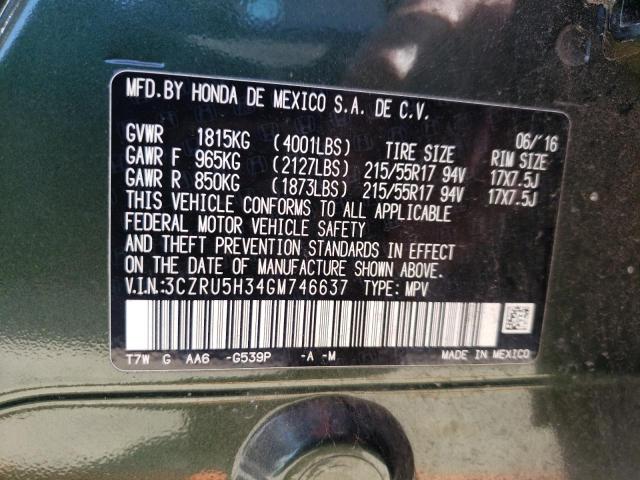 2016 HONDA HRV 3CZRU5H34GM746637