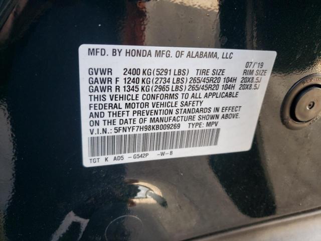 2019 HONDA PASSPORT T - 5FNYF7H98KB009269