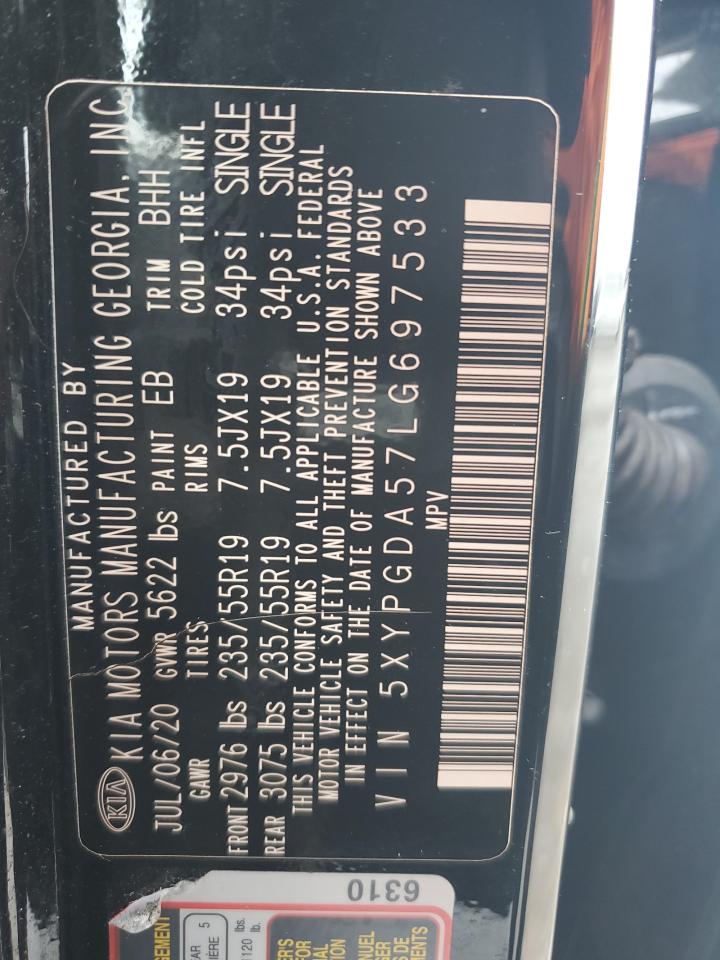 5XYPGDA57LG697533 2020 Kia Sorento S