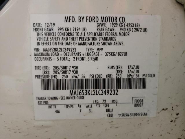 2020 FORD ECOSPORT T - MAJ6S3KL2LC349232
