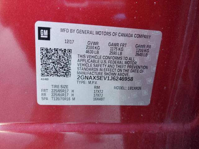 2018 CHEVROLET EQUINOX LT 2GNAXSEV1J6246958