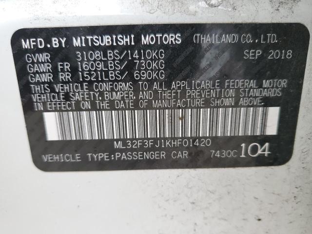 2019 Mitsubishi Mirage G4 1.2L(VIN: ML32F3FJ1KHF01420