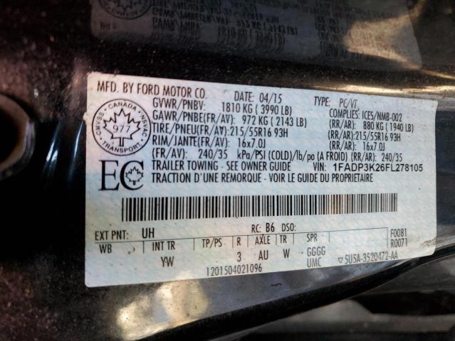 2015 FORD FOCUS SE 1FADP3K26FL278105